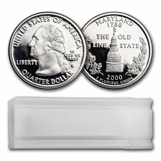 2000-S Maryland Statehood Quarter 40-Coin Roll Proof (Silver) 2000-S Maryland Statehood Quarter 40-Coin Roll Proof (Silver)