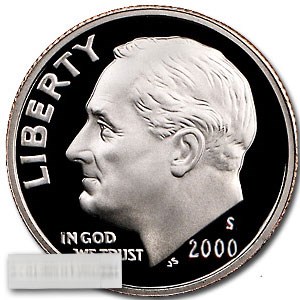2000-S Roosevelt Dime 50-Coin Roll Proof 2000-S Roosevelt Dime 50-Coin Roll Proof