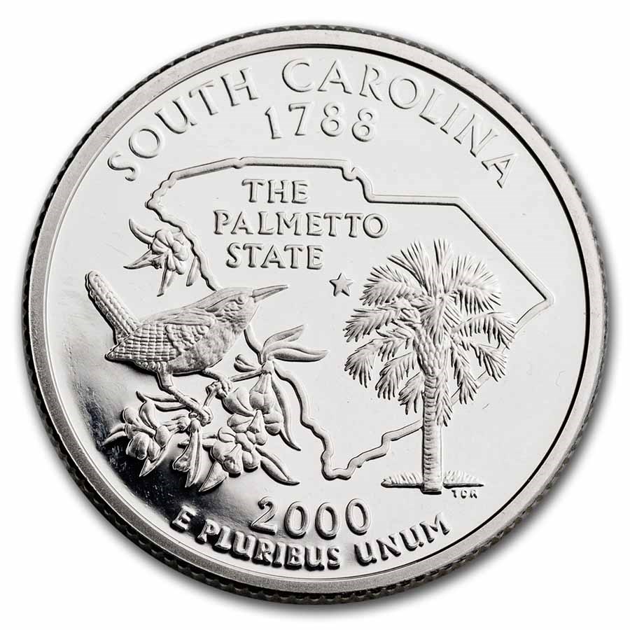 2000 South Carolina State Quarter Proof – San Francisco Mint, Uncirculated US Coin