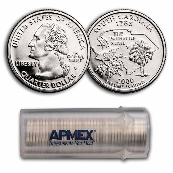 2000-S South Carolina Statehood Quarter 40-Coin Roll Proof (Clad) 2000-S South Carolina Statehood Quarter 40-Coin Roll Proof (Clad)