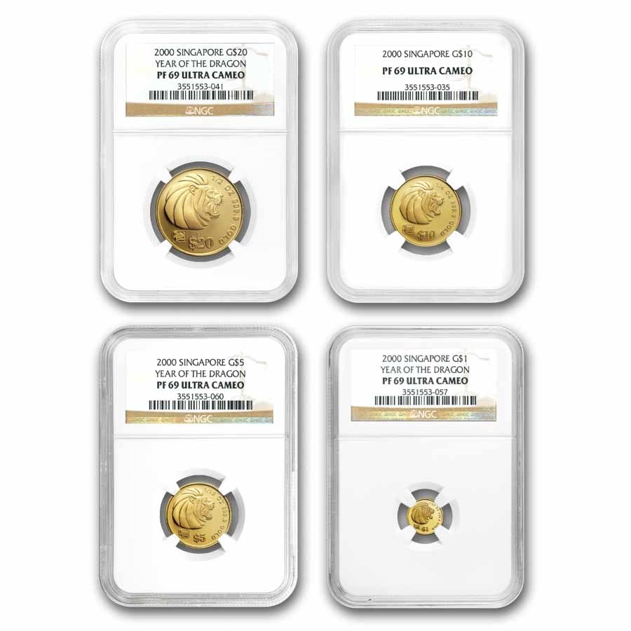 Buy 2000 Singapore 4-Coin Gold Lion Proof Set PF-69 | APMEX