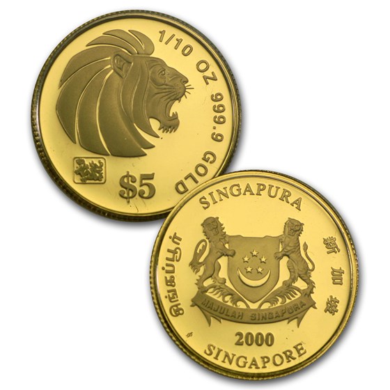 Buy 2000 Singapore 5Coin Gold Lion Proof Set APMEX