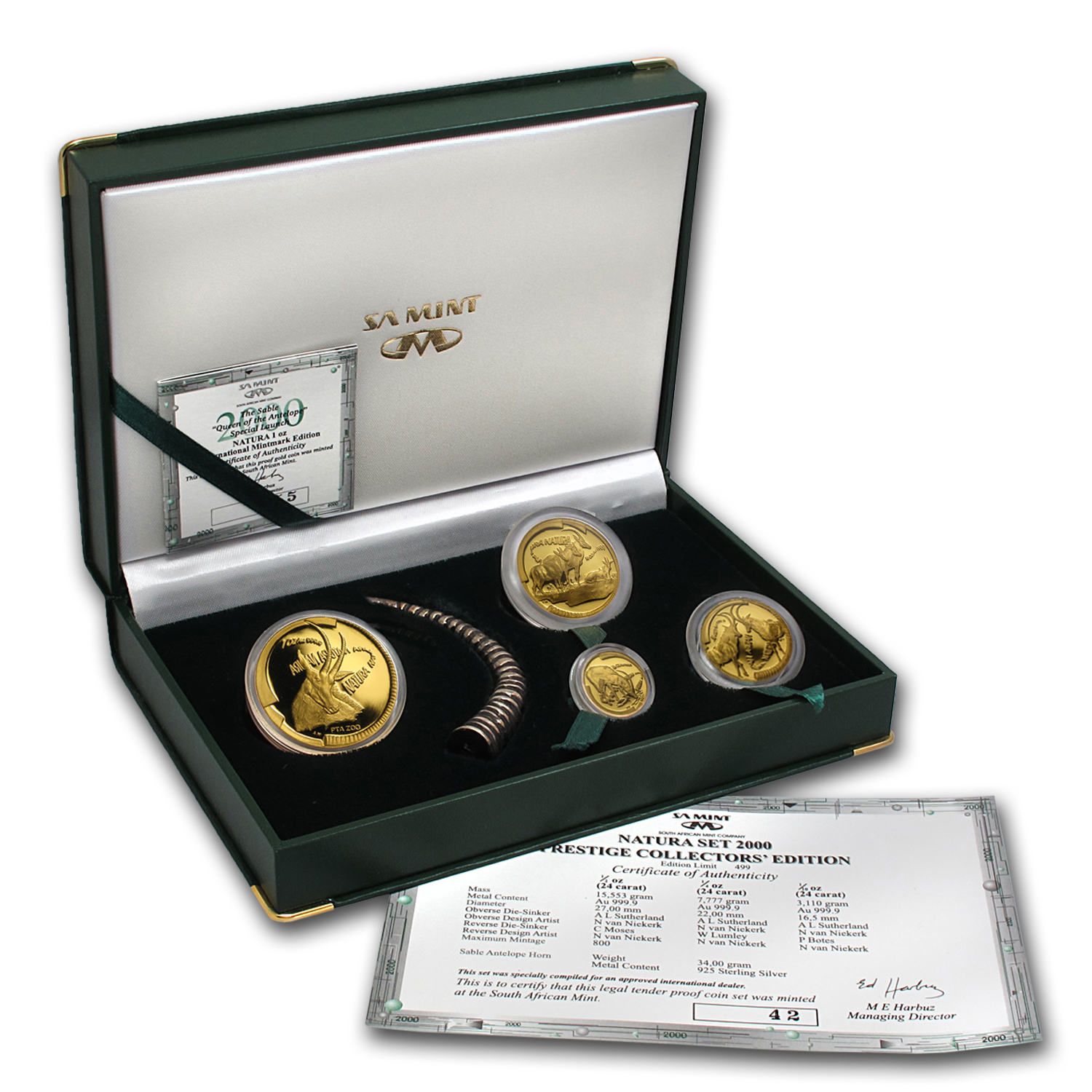 Buy 4-Coin 2000 South Africann Gold Natura Sable Antelope Proof