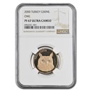 2000 Turkey Gold 50 Lira Owl PF-67 UCAM NGC