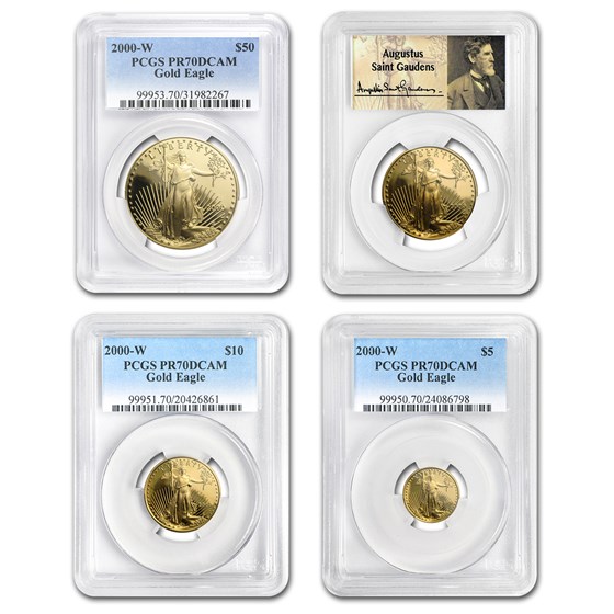 2000-W 4-Coin Proof American Gold Eagle Set PR-70 PCGS 2000-W 4-Coin Proof American Gold Eagle Set PR-70 PCGS