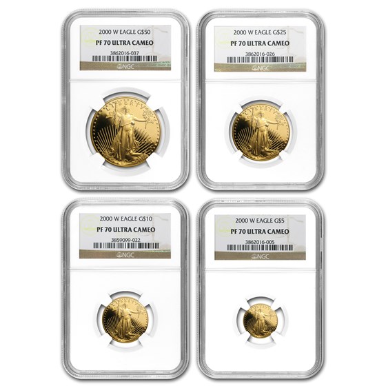2000-W 4-Coin Proof Gold American Eagle Set PF-70 NGC 2000-W 4-Coin Proof Gold American Eagle Set PF-70 NGC