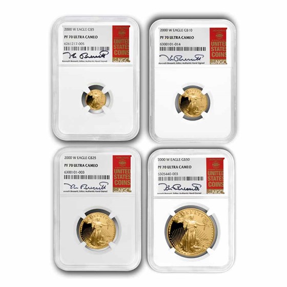 2000-W 4-Coin Proof Gold Eagle Set PF-70 NGC (Bressett Signed) 2000-W 4-Coin Proof Gold Eagle Set PF-70 NGC (Bressett Signed)