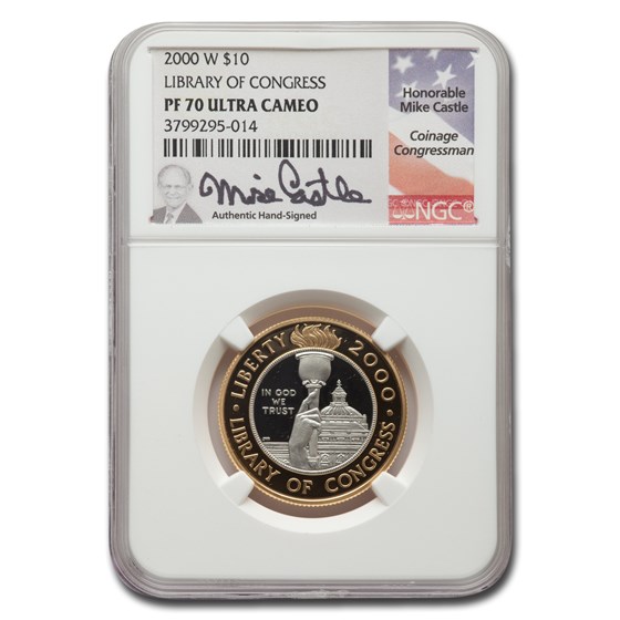 2000-W Gold $10 Commem Library of Congress PF-70 NGC (M. Castle) 2000-W Gold $10 Commem Library of Congress PF-70 NGC (M. Castle)
