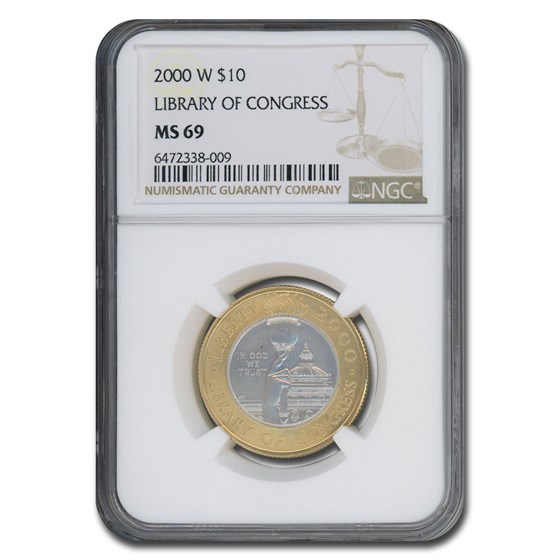 2000-W Gold/Platinum $10 Commem Library of Congress MS-69 NGC 2000-W Gold/Platinum $10 Commem Library of Congress MS-69 NGC