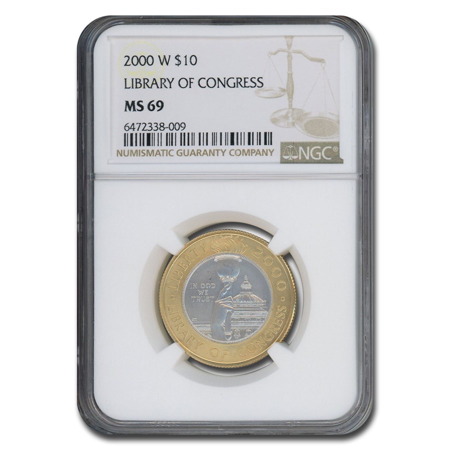 2000-W Gold/Platinum $10 Commem Library of Congress MS-69 NGC