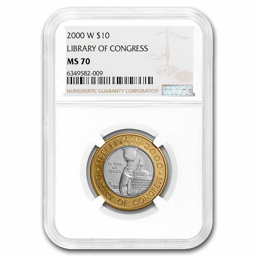 2000-W Gold/Platinum $10 Commem Library of Congress MS-70 NGC