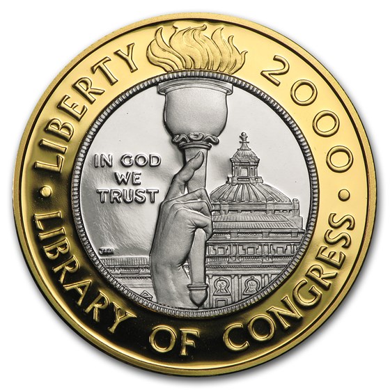 2000-W Gold/Platinum $10 Commem Library of Congress Pf (Box/COA)