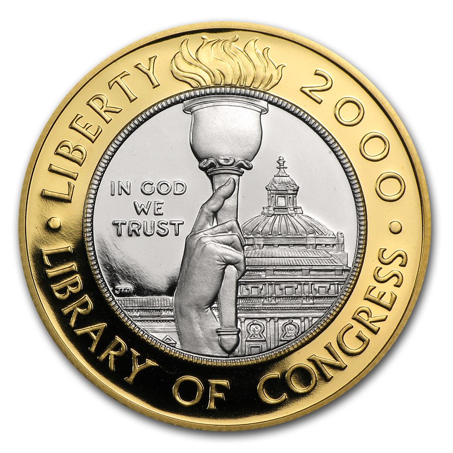 2000-W Gold/Platinum $10 Commem Library of Congress Pf (Box/COA)