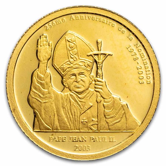 2000's Congo Proof Gold 20 Francs John Paul II (Random Years) 2000's Congo Proof Gold 20 Francs John Paul II (Random Years)