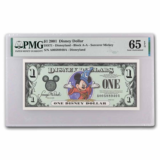 2001 $1.00 (AA) Sorcerer Mickey PMG-65 EPQ (DIS#71)