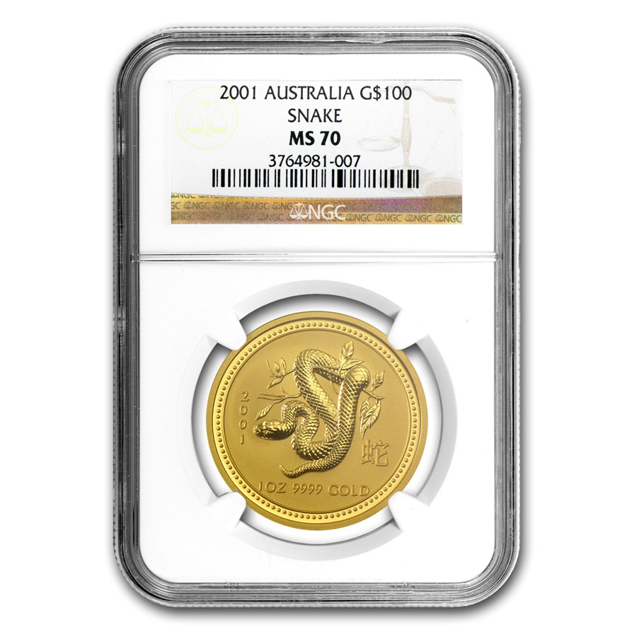 2001 1 oz Gold Lunar Year of the Snake MS-70 NGC (Series 1)
