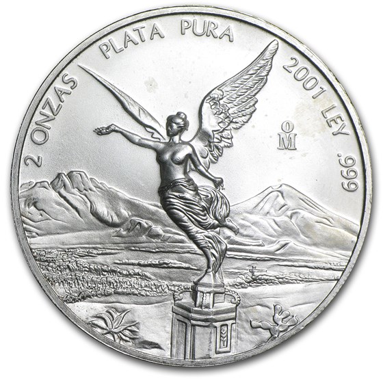 2001 2 oz Silver Mexican Libertad BU (Abrasions) 2001 2 oz Silver Mexican Libertad BU (Abrasions)