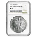 2001 American Silver Eagle MS-70 NGC