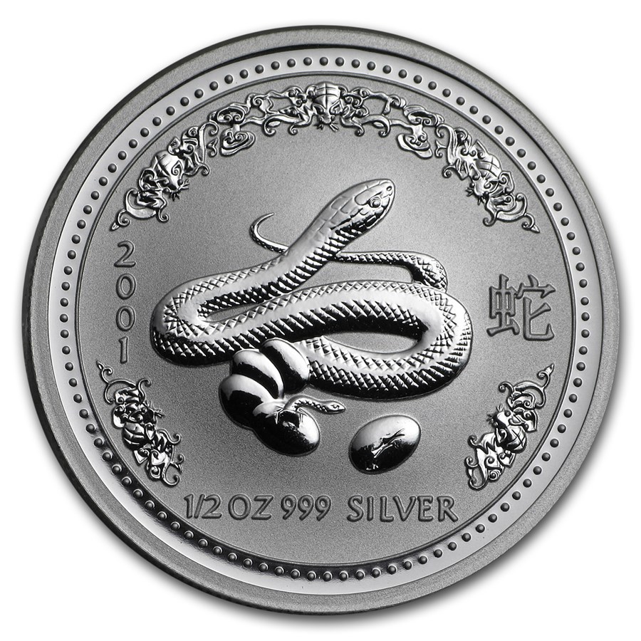 2001 Australia 1/2 oz Silver Year of the Snake BU (Series I)