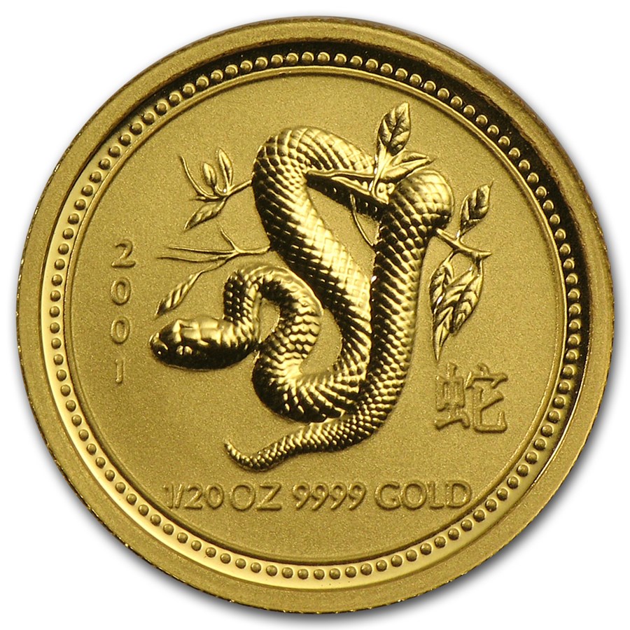 2001 Australia 1/20 oz Gold Lunar Snake BU (Series I)