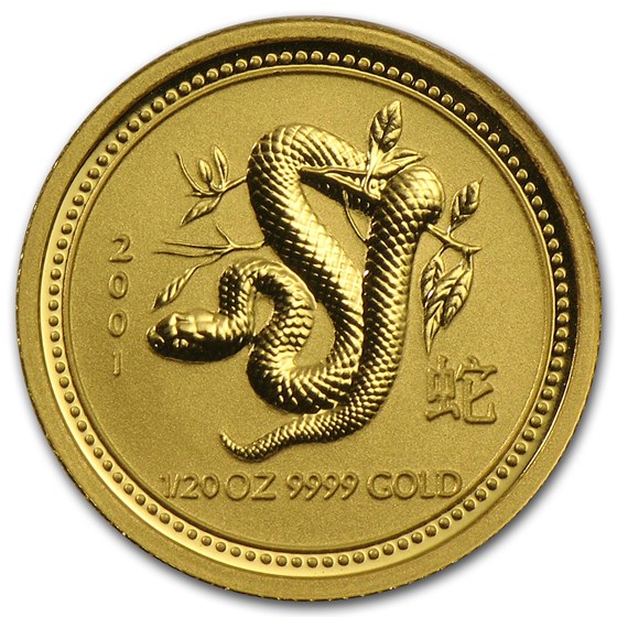 2001 Australia 1/20 oz Gold Lunar Snake BU (Series I) 2001 Australia 1/20 oz Gold Lunar Snake BU (Series I)