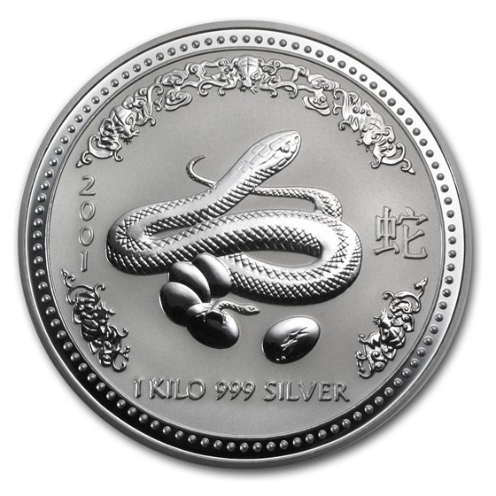 2001 Australia 1 kilo Silver Year of the Snake BU 2001 Australia 1 kilo Silver Year of the Snake BU