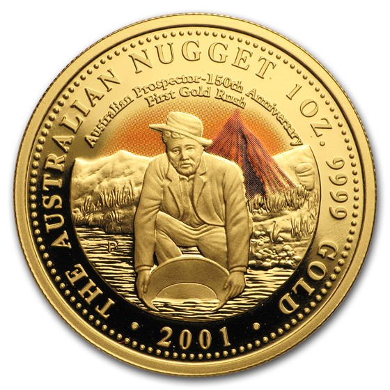 2001 Australia 1 oz Proof Gold Prospector Nugget (No Box/COA) 2001 Australia 1 oz Proof Gold Prospector Nugget (No Box/COA)