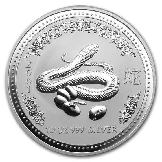 2001 Australia 10 oz Silver Year of the Snake BU 2001 Australia 10 oz Silver Year of the Snake BU