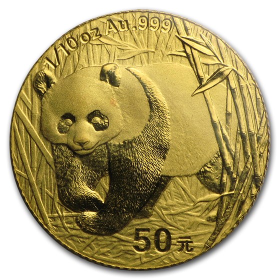 2001 China 1/10 oz Gold Panda BU (Sealed)