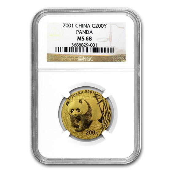 2001 China 1/2 oz Gold Panda MS-68 NGC