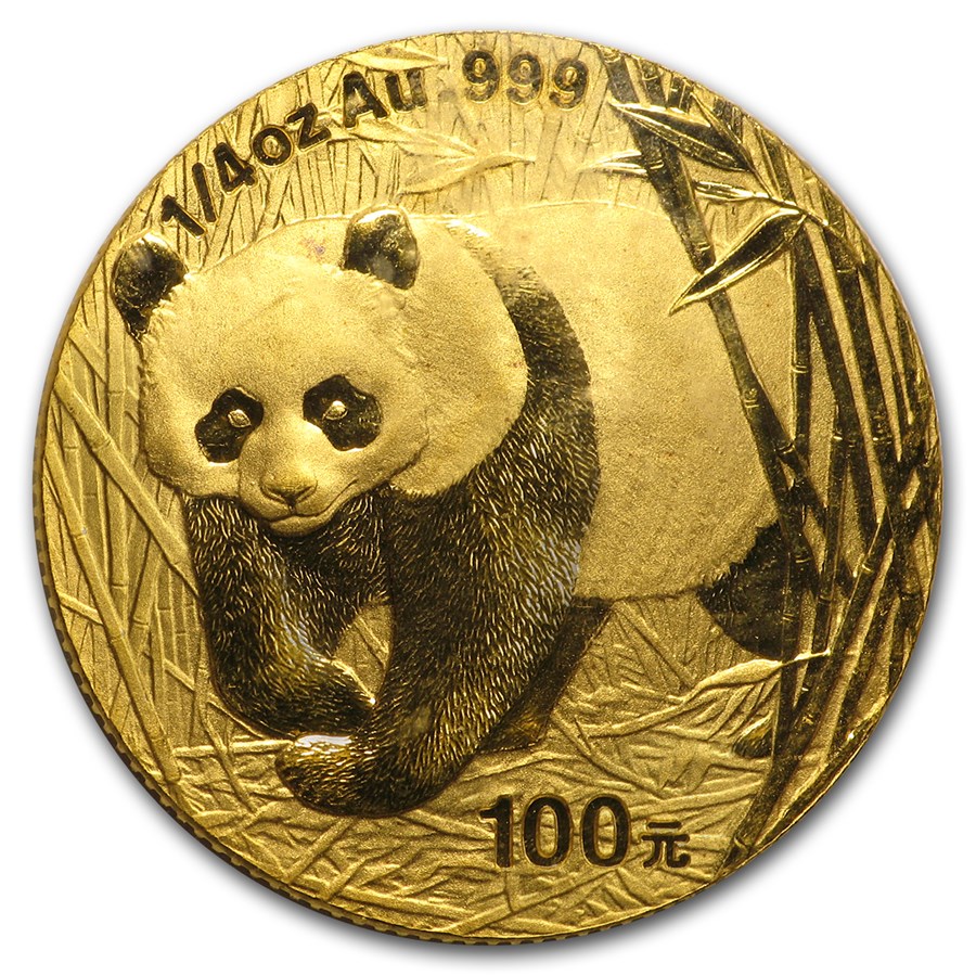 2001 China 1/4 oz Gold Panda BU (Sealed)