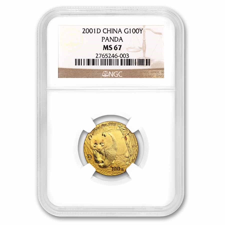 2001 China 1/4 oz Gold Panda MS-67 NGC