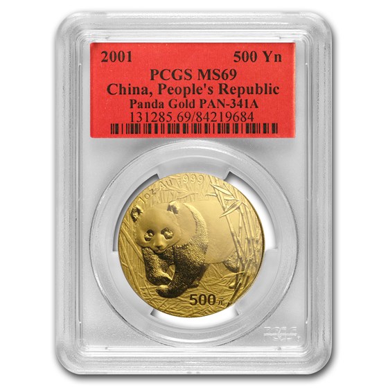 2001 China 1 oz Gold Panda MS-69 PCGS 2001 China 1 oz Gold Panda MS-69 PCGS