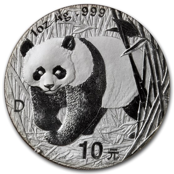 2001-D China 1 oz Silver Panda Large Date BU (Sealed)