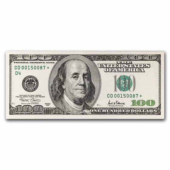2001* (D-Cleveland) $100 FRN CU (Fr#2177-D*) Star Note 2001* (D-Cleveland) $100 FRN CU (Fr#2177-D*) Star Note