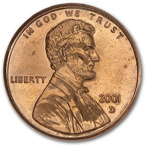 2001-D Lincoln Cent BU (Red) 2001-D Lincoln Cent BU (Red)