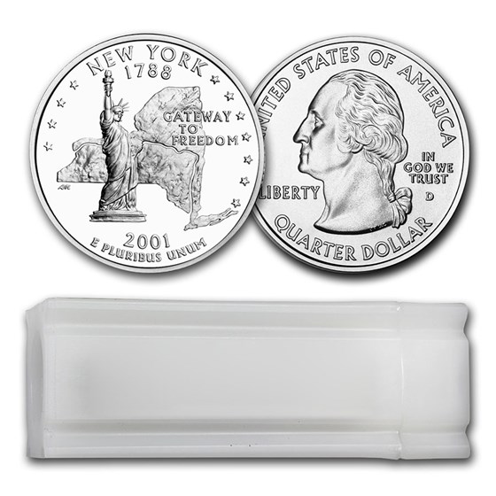 2001-D New York Statehood Quarter 40-Coin Roll BU 2001-D New York Statehood Quarter 40-Coin Roll BU