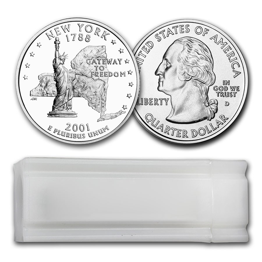 2001-D New York Statehood Quarter 40-Coin Roll BU