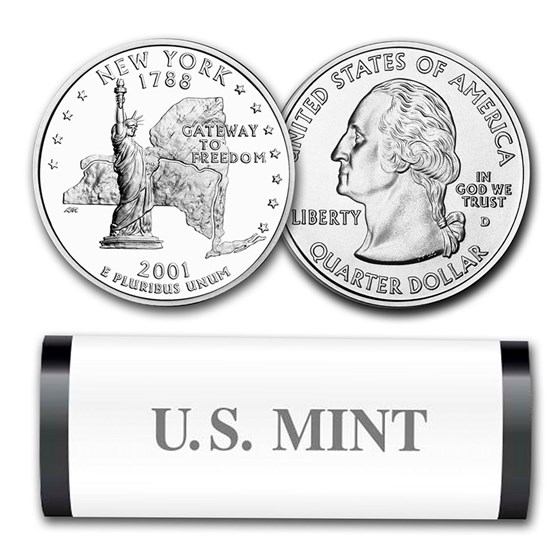 2001-D New York Statehood Quarter 40-Coin Roll (Mint Wrapped) 2001-D New York Statehood Quarter 40-Coin Roll (Mint Wrapped)