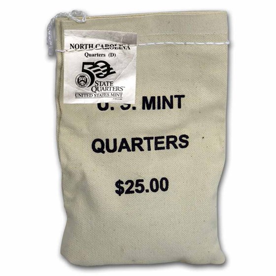 2001-D North Carolina Statehood Quarter $25 Sealed Mint Bag BU 2001-D North Carolina Statehood Quarter $25 Sealed Mint Bag BU