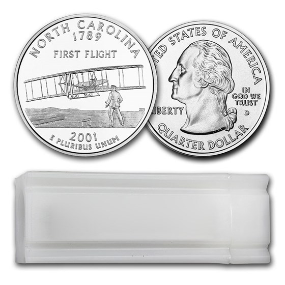 2001-D North Carolina Statehood Quarter 40-Coin Roll BU 2001-D North Carolina Statehood Quarter 40-Coin Roll BU