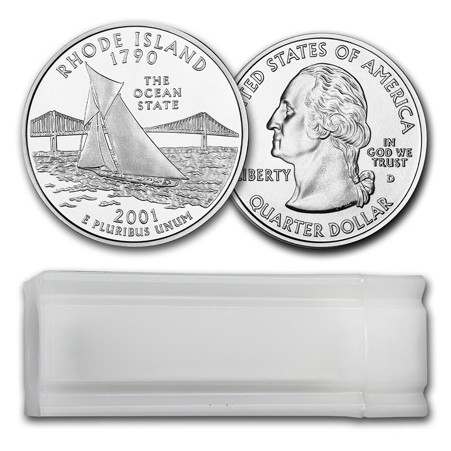 2001-D Rhode Island Statehood Quarter 40-Coin Roll BU