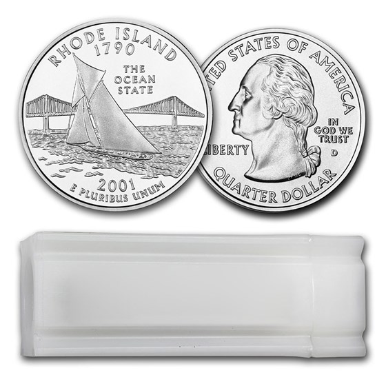 2001-D Rhode Island Statehood Quarter 40-Coin Roll BU 2001-D Rhode Island Statehood Quarter 40-Coin Roll BU