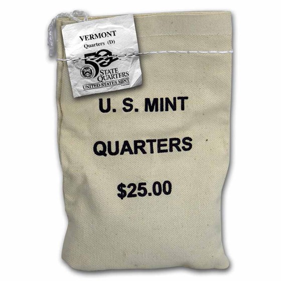 2001-D Vermont Statehood Quarter $25 Sealed Mint Bag BU 2001-D Vermont Statehood Quarter $25 Sealed Mint Bag BU