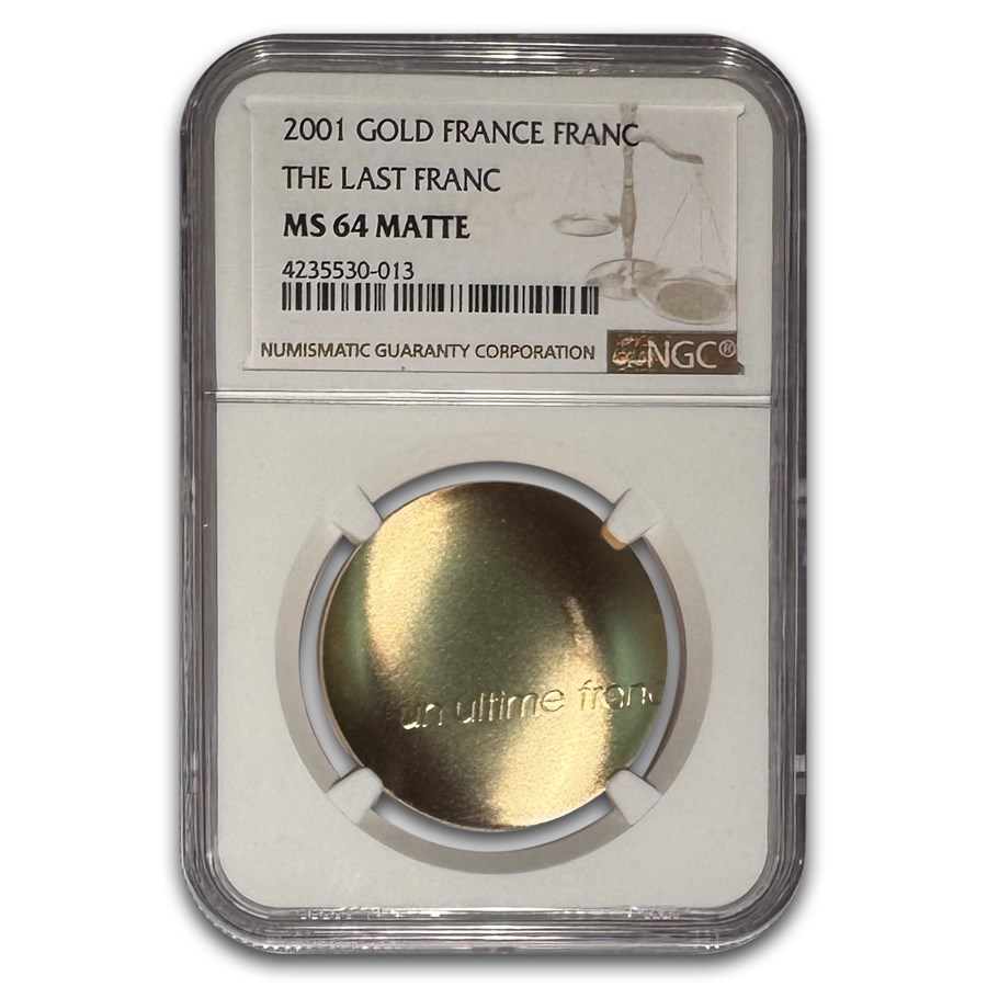 2001 France Gold 1 Last Franc MS-64 NGC (Matte)
