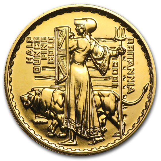 2001 Great Britain 1/2 oz Gold Britannia BU 2001 Great Britain 1/2 oz Gold Britannia BU