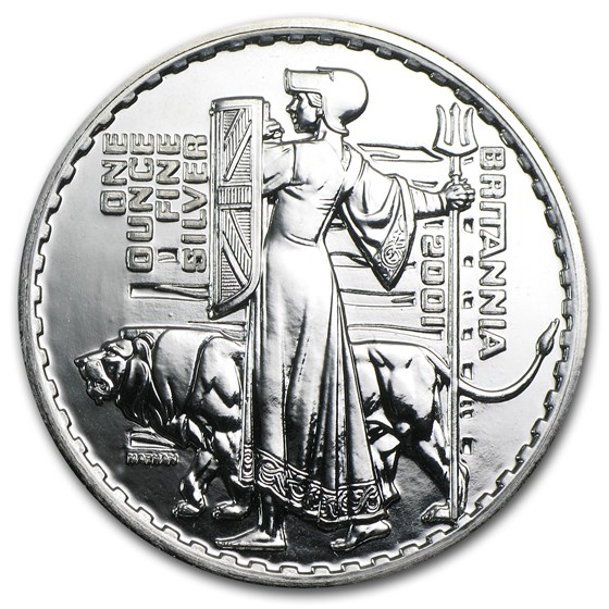 2001 Great Britain 1 oz Silver Britannia BU 2001 Great Britain 1 oz Silver Britannia BU