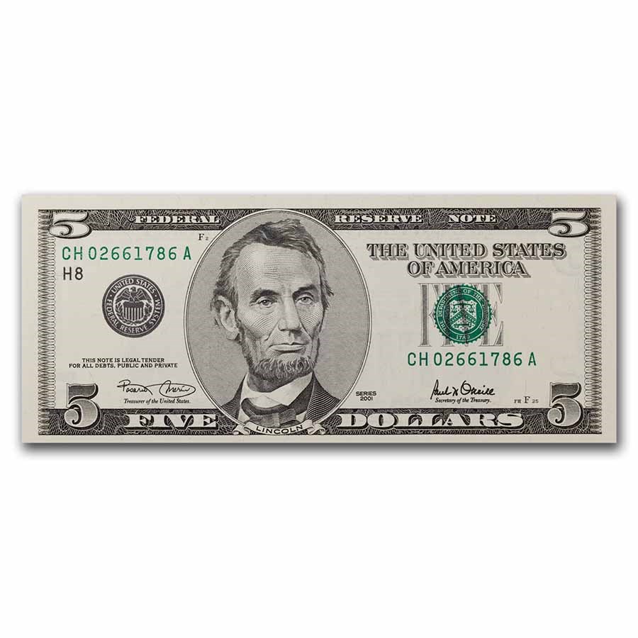 2001 (H-St. Louis) $5 FRN CCU (Fr#1988-H)