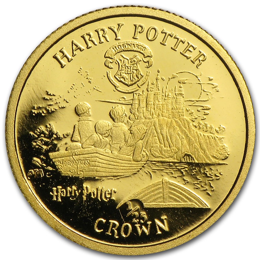 2001 Isle of Man 1/25 Crown Proof Gold Harry Potter