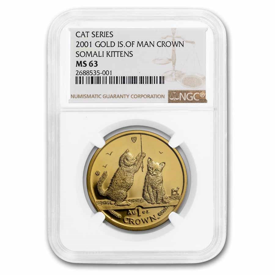 2001 Isle of Man 1 oz Gold Somali Kitten MS-63 NGC